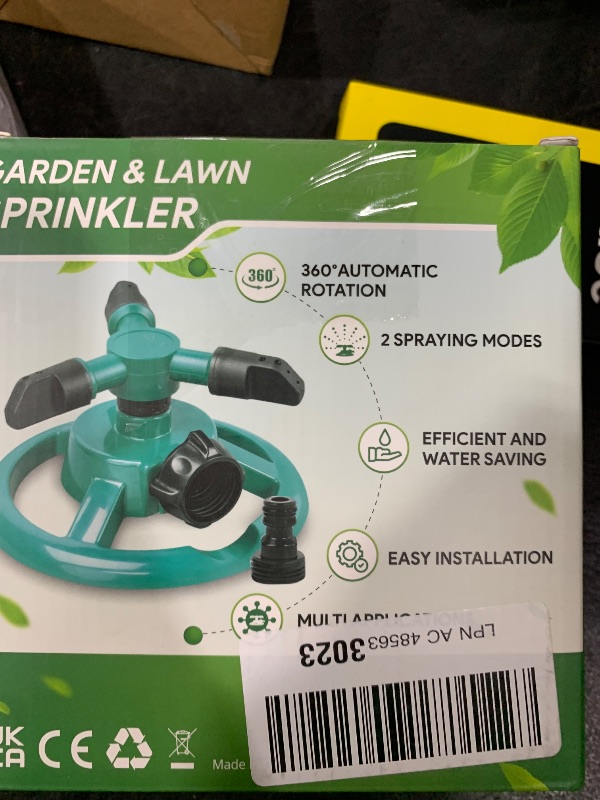 Photo 1 of Garden Sprinkler, Adjustable 360 Degree Rotation Lawn Sprinkler, Large Area Coverage, Multipurpose Yard Sprinklers for Plant Irrigation and Kids Playing