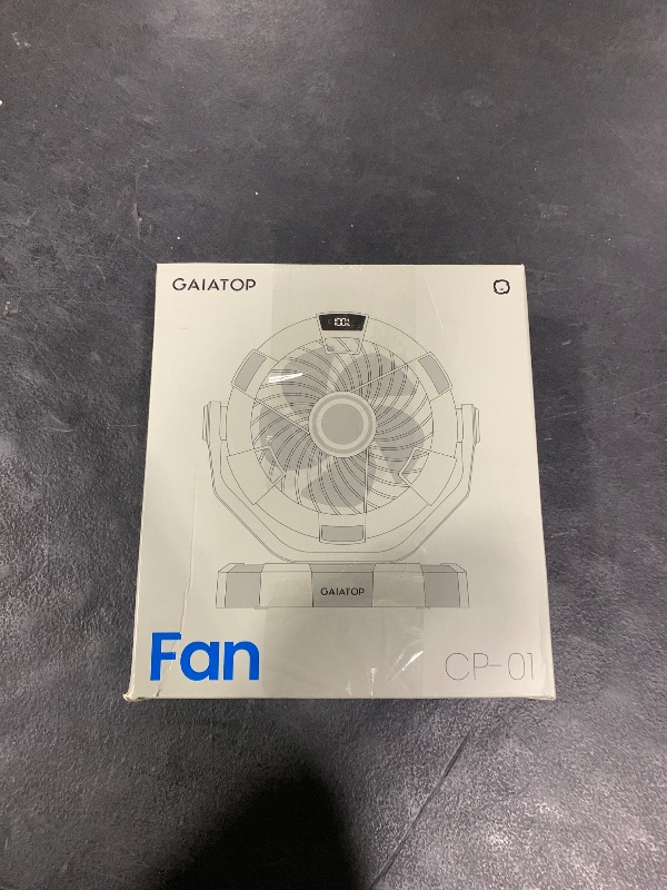 Photo 1 of Gaiatop Portable Camping Fan with LED Lantern, Power Display 360° Head Rotation, Hanging Hook for Tent, 3 Speed Quiet Rechargeable, 4000mAh Battery Operated USB Fans for Indoor Outdoor Travel Black