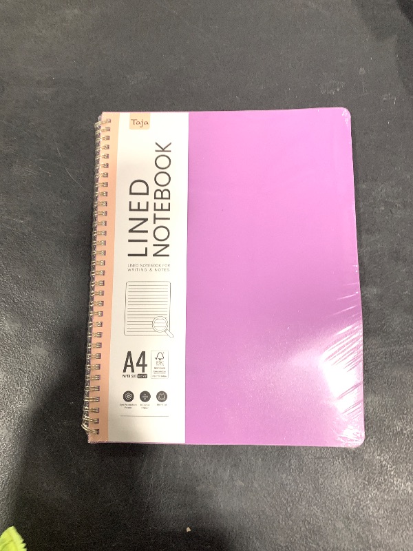 Photo 1 of Taja Spiral Lined Notebook, 8.5"x11" Notebooks for Work, Large A4 Journal for Women & Men, College Ruled Journaling Notebook for Writing, Plastic Cover Spiral Journal, Purple