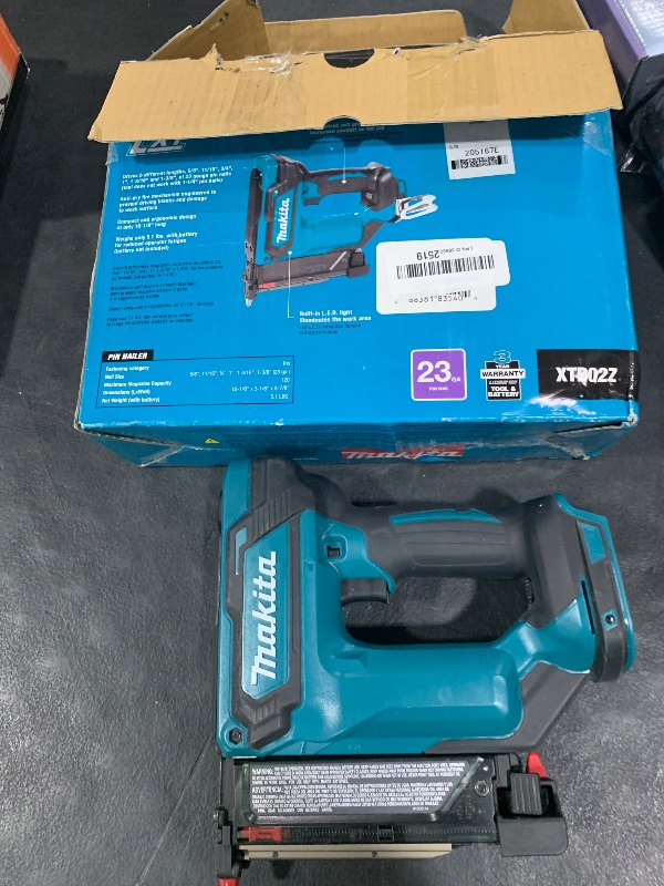 Photo 1 of Makita XTP02Z 18V LXT Lithium-Ion Cordless 1-3/8" Pin Nailer, 23 Gauge, Tool Only