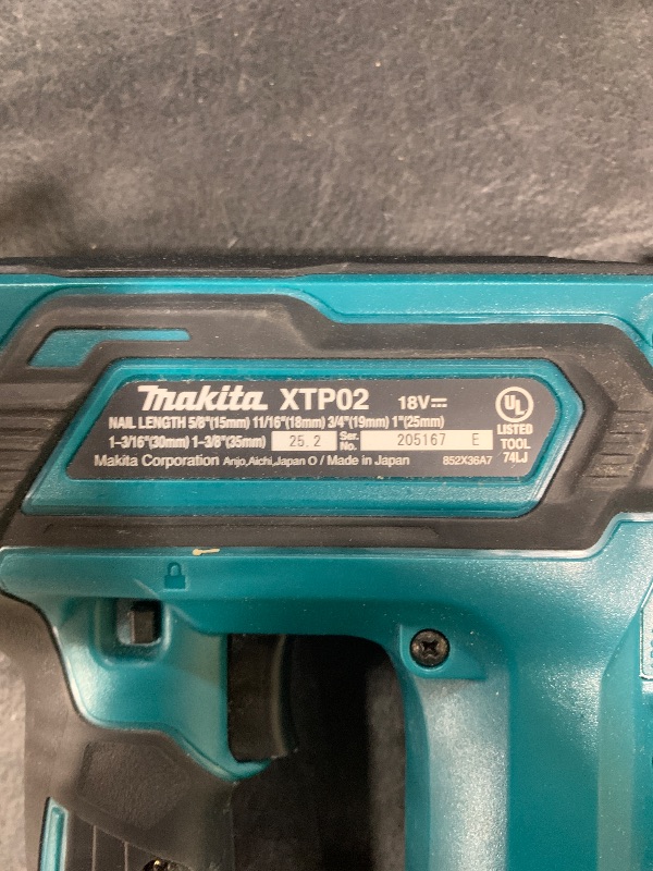 Photo 1 of Makita XTP02Z 18V LXT Lithium-Ion Cordless 1-3/8" Pin Nailer, 23 Gauge, Tool Only