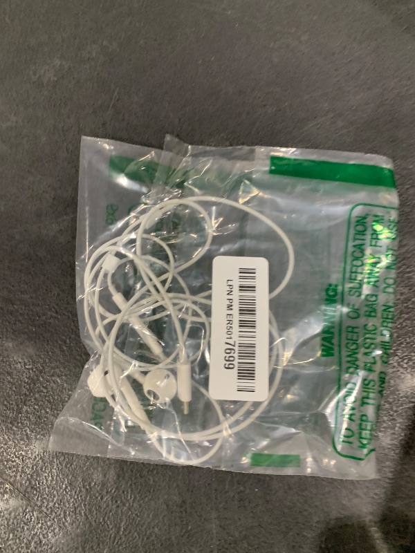 Photo 1 of Apple EarPods Headphones with Lightning Connector, Wired Ear Buds for iPhone with Built-in Remote to Control Music, Phone Calls, and Volume