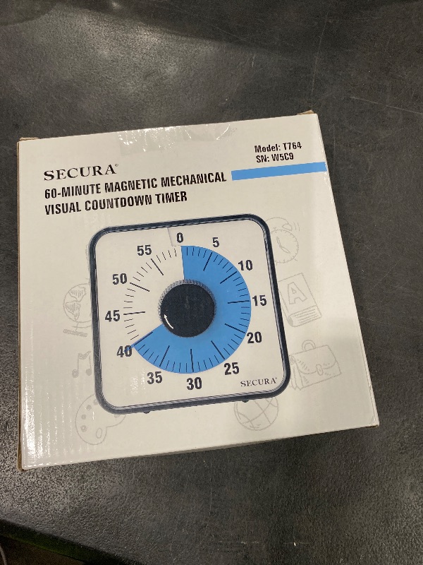 Photo 1 of Secura 60-Minute Visual Countdown Timer, 7.5-Inch Oversize Classroom Visual Timer for Kids and Adults, Durable Mechanical Kitchen Timer Clock with Magnetic Backing (Blue)
