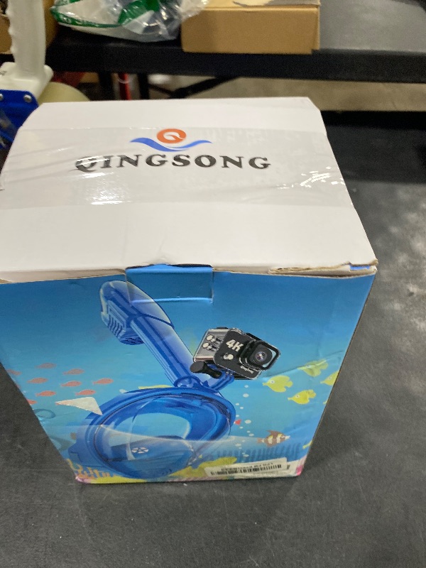 Photo 1 of QingSong Kids Snorkel Mask Full Face, Snorkeling Set with Camera Mount, 180 Degree Panoramic View Snorkeling Gear Anti-Fog Anti-Leak