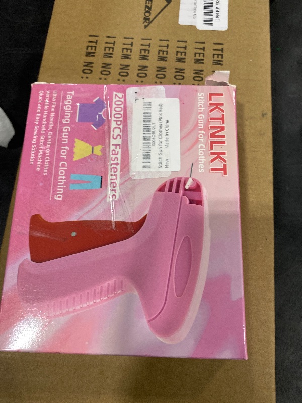 Photo 1 of Stitch  For Clothes - Includes 6 Fine Needles, 1000 White & 1000 Black Fasteners, Handheld Stitch Gun - Quick Clothing Fixer, Tag Gun for Clothes (Pink Red)