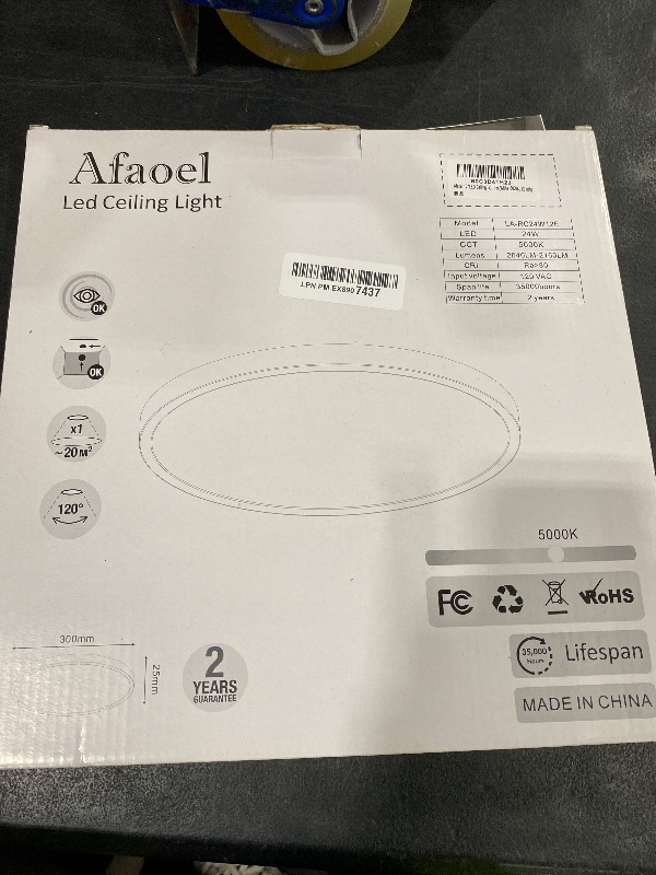 Photo 1 of Afaoel 12 "LED Ceiling Light 24W Color Temperature 5000K, Flat Circular Ceiling Light for Bedroom, Kitchen, utilities, Laundry, Closets, Hallways, Easy Installation (White -5000K, 12 Inch)