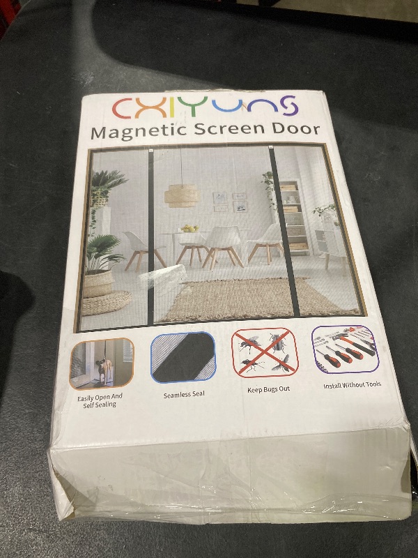 Photo 1 of CHIYUNS Double Door Mesh Screen Magnetic Closure Heavy Duty for Sliding Door 80" x 96" Extra Long Magnet Bug Screens for French Doors, Self Closing Fiberglass Mosquito Net for Doorway, Keep Bugs Out