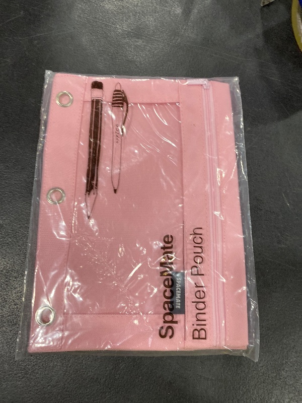 Photo 1 of SPACEMATE 2 Pack Binder Pencil Pouch Case Box Bag for 3 Ring Binder School Supplies Girls Boys Kids, Clear Preppy Stuff Large Aesthetic Pen Organizer, Back to College Stationary, Light Pink