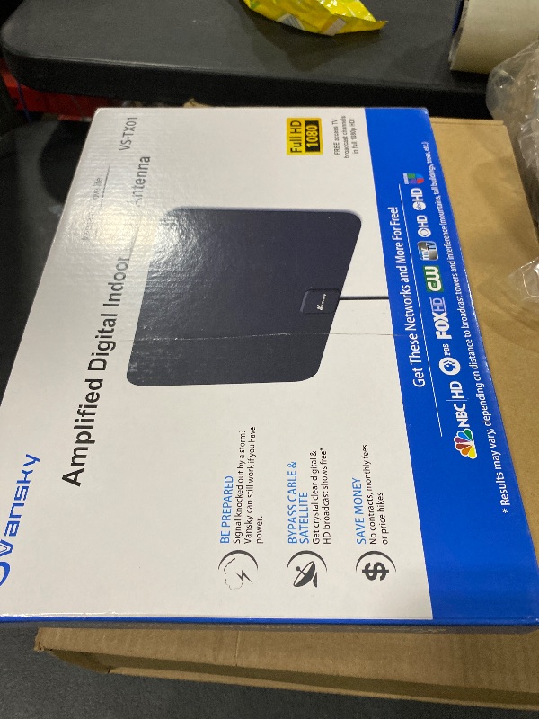 Photo 1 of TV Antenna Indoor, Digital Amplified Indoor HDTV Antenna, 1080p VHF UHF Television Local Channels Detachable Signal Amplifier and 16.5ft Long Coax Cable