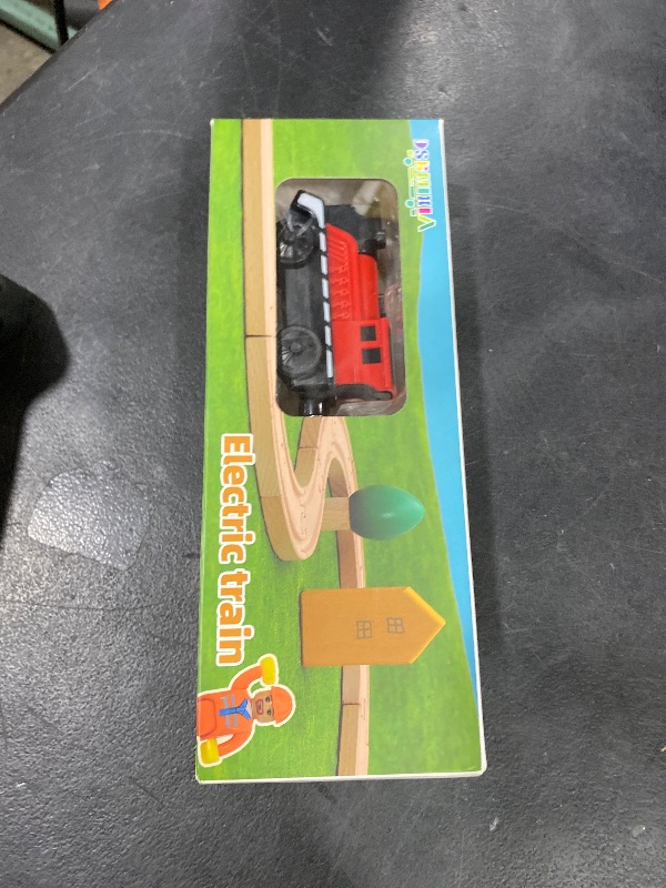 Photo 1 of Battery Operated Cargo Train for Wooden Train Track Set Toys for Toddlers 3 4 5 Year Old Boys Kids Magnetic Couplings Construction site Fram Harbor Vehicle (Without Battery)