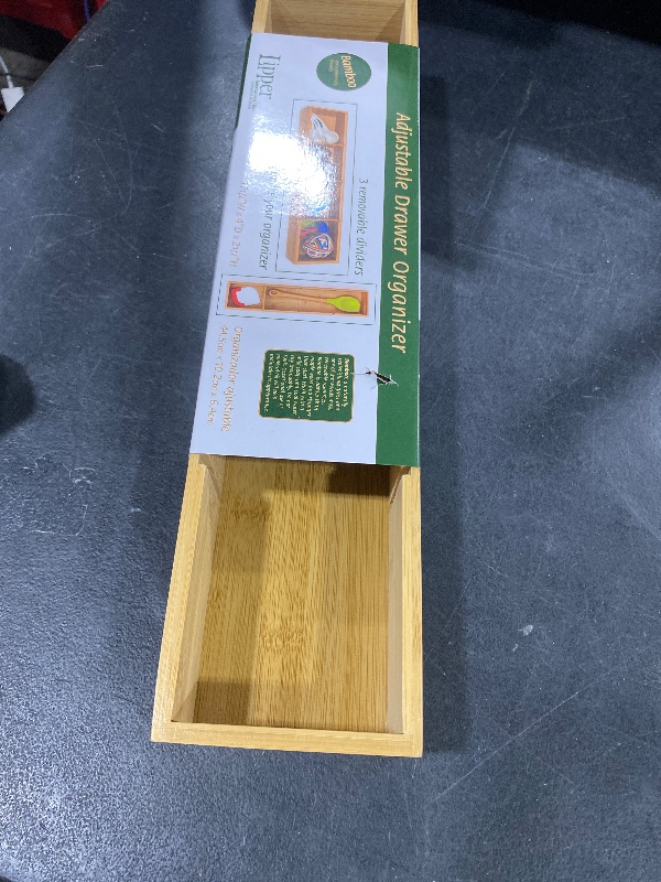 Photo 1 of Lipper International 8884 Bamboo Wood 4-Part Drawer Organizer with Removable Dividers, 17-1/2" x 4" x 2-1/2"