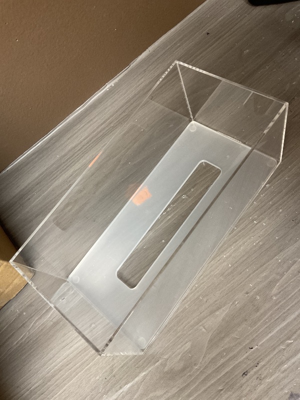 Photo 1 of Dicunoy Acrylic Tissue Box Holder with Sinking Lid, Rectangular Facial Paper Holder with Removable Cover, Facial Napkin Dryer Sheet Dispenser for Vanity Counter, Dresser, Kitchen, Office, Bathroom