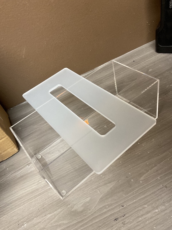 Photo 1 of Dicunoy Acrylic Tissue Box Holder with Sinking Lid, Rectangular Facial Paper Holder with Removable Cover, Facial Napkin Dryer Sheet Dispenser for Vanity Counter, Dresser, Kitchen, Office, Bathroom