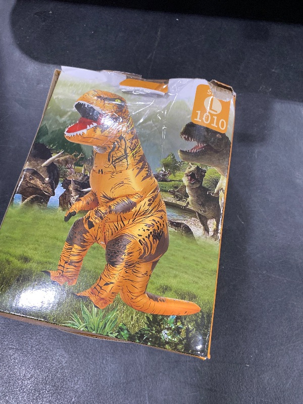 Photo 1 of MENGKAO Halloween Inflatable Dinosaur Costume Adult Fancy Dinosaur Suit Blow up Trex Costume Full Body Dino Costume For Halloween Cosplay Party