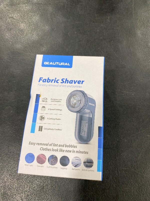 Photo 1 of BEAUTURAL Fabric Shaver and Lint Remover, Sweater Defuzzer with 2-Speeds, 2 Replaceable Stainless Steel Blades, Battery Operated, Remove Clothes Fuzz, Lint Balls, Pills, Bobbles Gray