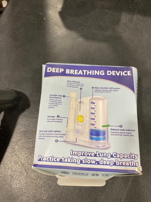 Photo 1 of Incentive Spirometer Adult, Lung Exerciser Device, Breathing Trainer - 6000ML Inhale Volume Measurement, Equipped with Ball Flow Rate Indicator & Scale Indicator