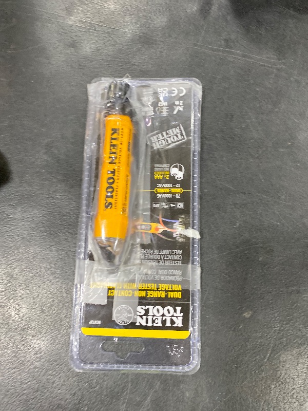 Photo 1 of Klein Tools NCVT3P Dual Range Non Contact Voltage Tester, 12 - 1000V AC Pen, Flashlight, Audible and Flashing LED Alarms, Pocket Clip