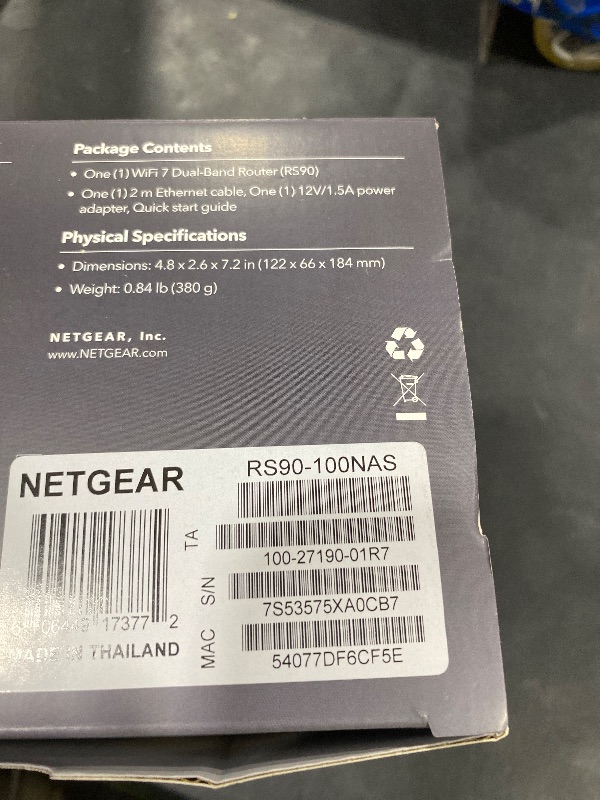 Photo 1 of NETGEAR Nighthawk Dual-Band WiFi 7 Router (RS90) – Security Features, BE3600 Wireless Speed (up to 3.6 Gbps) - Covers up to 2,000 sq. ft., 50 Devices – 2.5 Gig Internet Port - Free Expert Help