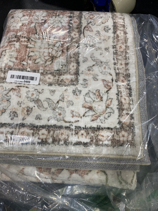 Photo 1 of Lahome Oriental Throw Rug,3x5 Kitchen Rugs Non-Slip Washable,Ultra-Thin Boho Entryway Rug Indoor Entrance,Traditional Vintage Bathroom Rugs and Mats Soft for Bedroom Living Room,(3x5ft,Terracotta)