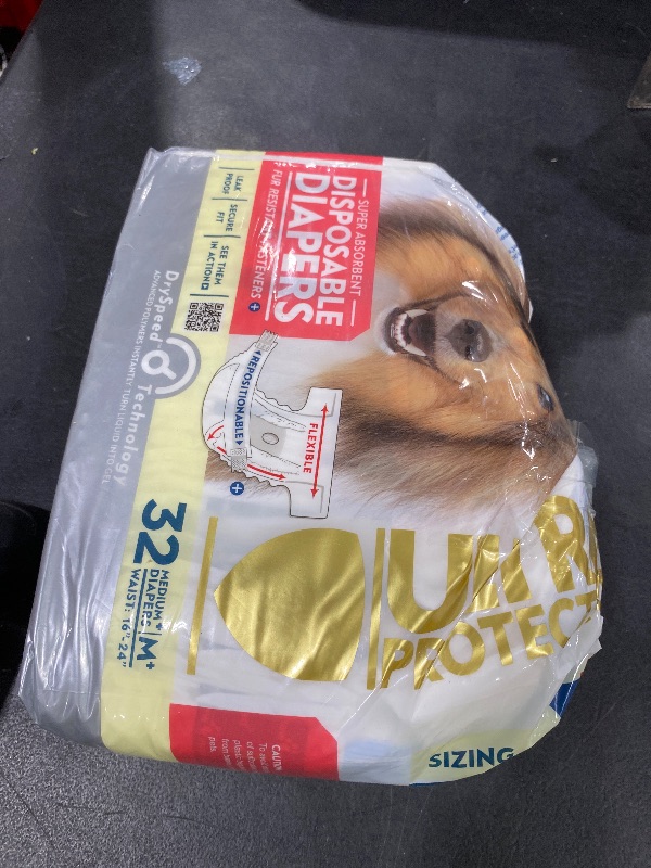 Photo 1 of Paw Inspired 32ct Disposable Dog Diapers | Female Dog Diapers Ultra Protection | Diapers for Dogs in Heat, Excitable Urination, or Incontinence (Medium Plus)