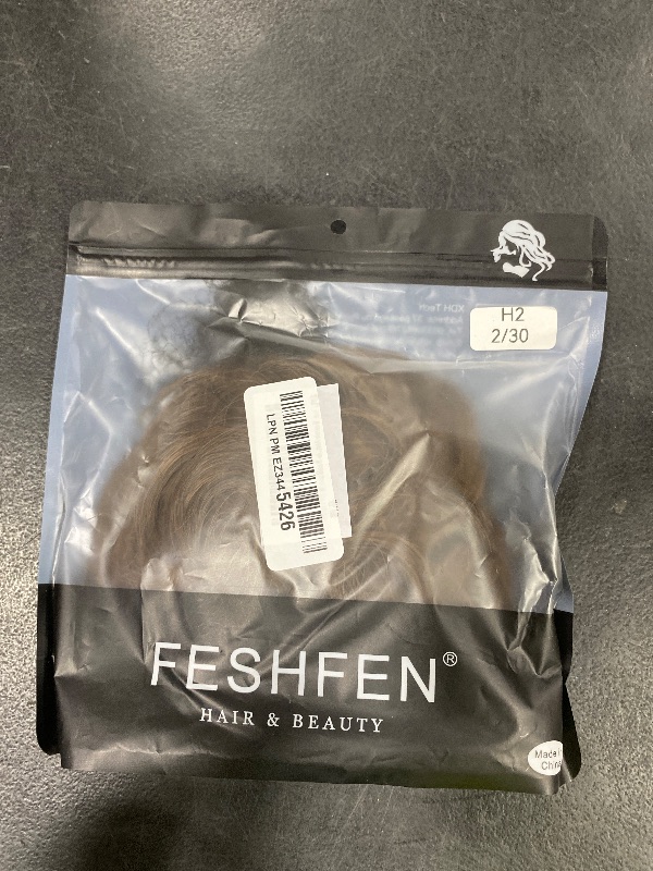 Photo 1 of FESHFEN Messy Bun Hair Piece - Elastic Wavy Curly Hair Bun Scrunchies Extensions Synthetic Chignon Hairpieces for Women Girls, Dark Brown & Light Auburn Mixed 1.5 oz