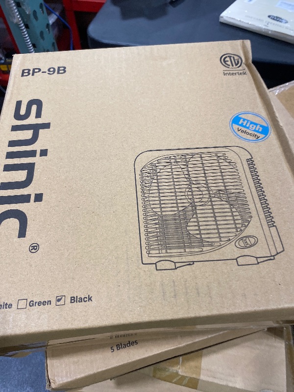 Photo 1 of shinic 10" Tabletop Box Fan for Bedroom, 2 Speeds, Quiet Table Fan with Strong Airflow, Energy Efficient Small Box Fan, Portable Kitchen Exhaust Fan for Bedroom Bathroom Office Dorm Workshop, Black