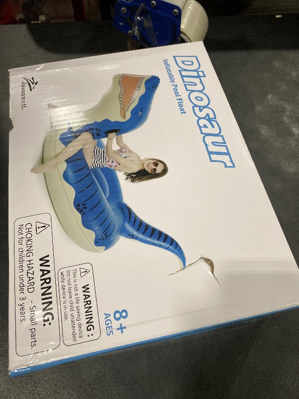 Photo 1 of Jasonwell Inflatable Dinosaur Swimming Pool Float for Kids Boys Girls Adults 124'' Giant Tyrannosaurus Rex Floatie Summer Beach Ride on Party Pool Raft Lounge Toys