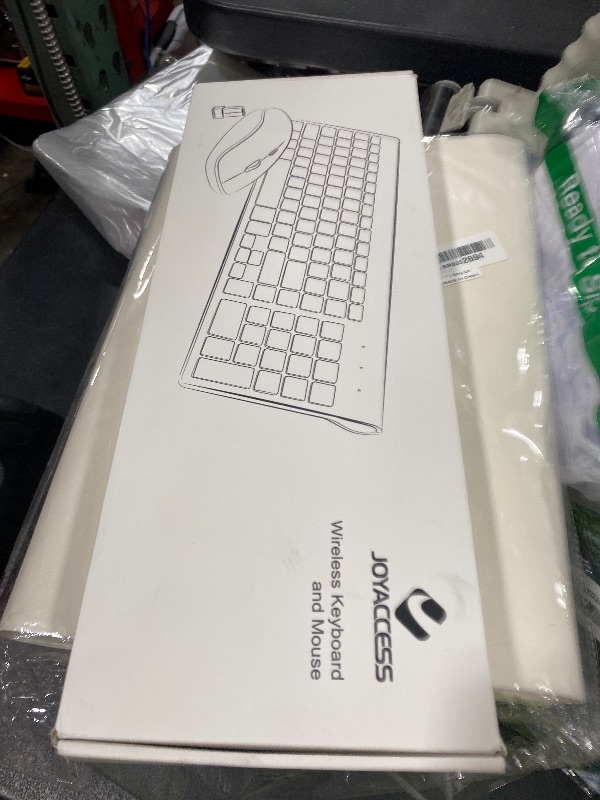 Photo 1 of J JOYACCESS Wireless Keyboard and Mouse Combo with 7 Backlit Options,Quiet Light Up Keys,Type-C Rechargeable,Sleep Mode-2.4G Slient Portable Cordless Combo for Laptop/PC/Computer/Mac(White+Sliver)