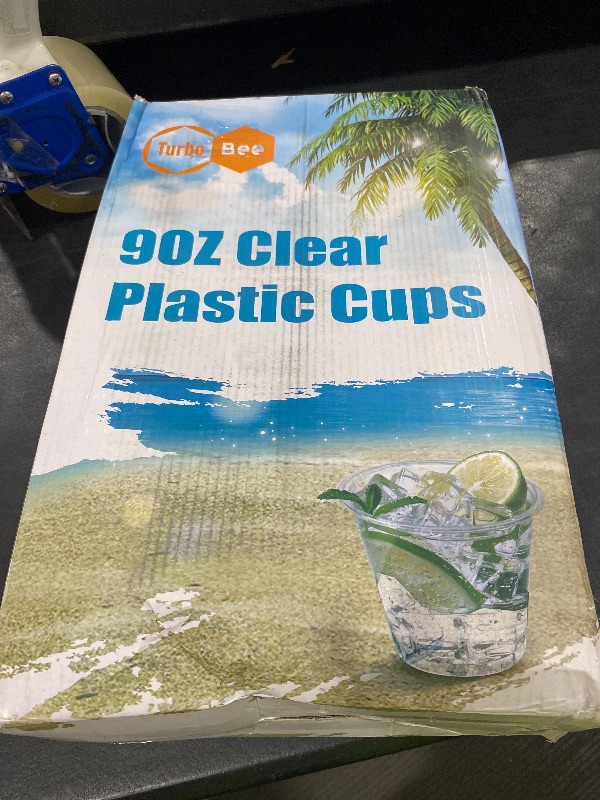 Photo 1 of Turbo Bee 300 Pack 9oz Clear Plastic Cups,Disposable Crystal Drinking Cups,PET Plastic Party Cups for Wine,Juice,Iced Coffee and Cold Drinks