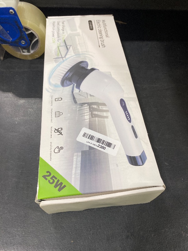 Photo 1 of Electric Spin Scrubber, Cordless Cleaning Brush, Shower Scrubber with 9 Brush Heads 2H Power Dual Speed, Adjustable Extension Handle, IPX7 Waterproof for Tub Tile Floor Car, O-White