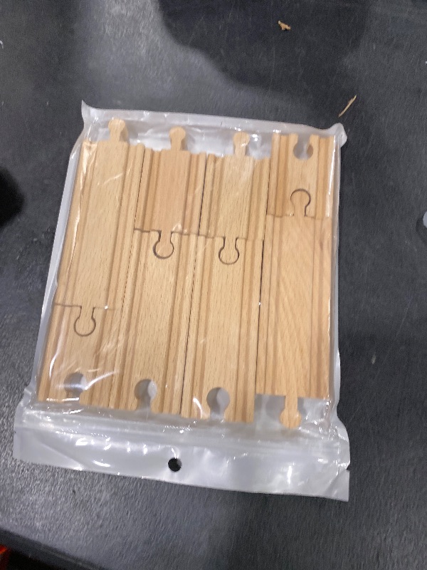 Photo 1 of EXEXUO 8PCS Wooden Train Track Expansion, Straight Wooden Tracks Connectors, Male Female Train Track Buckle Accessories