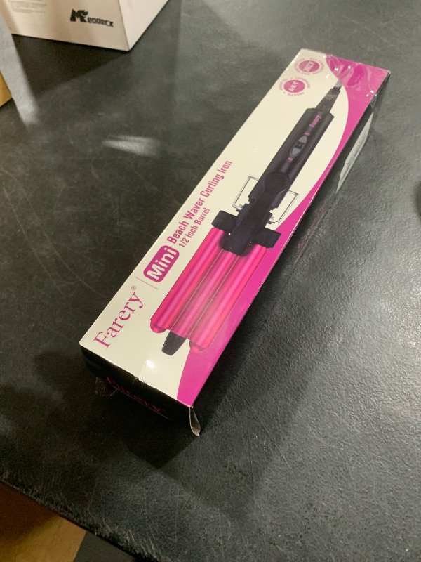 Photo 1 of FARERY Mini Hair Crimper, 3 Barrel Curling Iron 1/2 Inch with Keratin & Argan Oil Infused, Travel Curling Iron with Dual Voltage, Pouch Bag, Hair Waver Beach Waves for Women