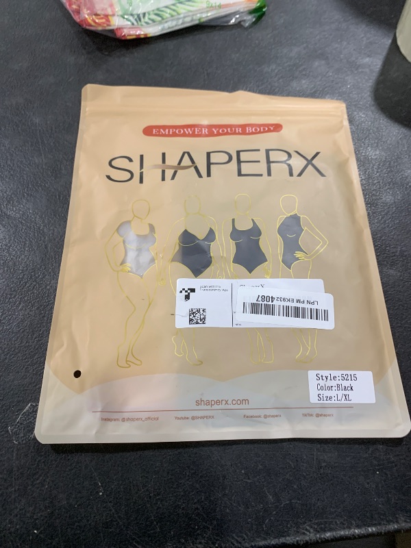 Photo 1 of SHAPERX Women's Shapewear Bodysuit Tummy Control Body Shaper Seamless Sculpting Snatched Waist Body Suit,SZ5215-Black-L/XL(One piece)