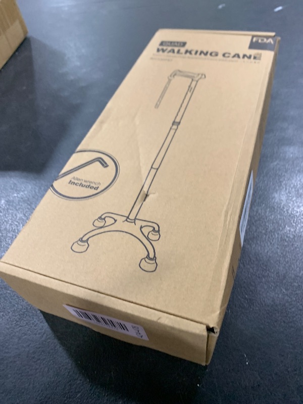 Photo 1 of REHAND Quad Cane, Foldable Walking Cane for Men & Women with 4-Pronged Base for Extra Balance & Stability-Adjustable, Lightweight, Collapsible, Walking Stick for Right or Left Handed Seniors & Adults