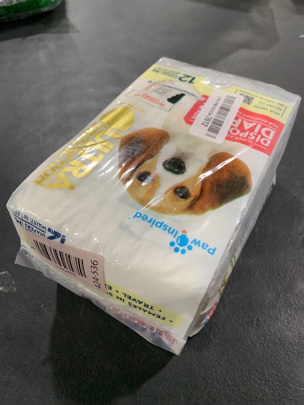 Photo 1 of Paw Inspired Disposable Dog Diapers | Female Dog Diapers Ultra Protection | Diapers for Dogs in Heat, Excitable Urination, or Incontinence (12 Count, Medium)