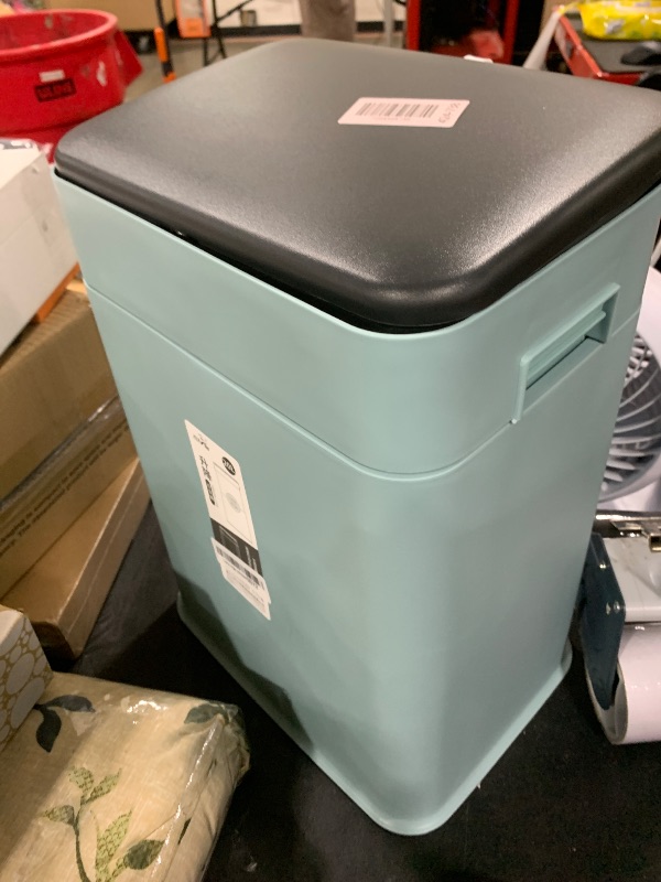 Photo 1 of Kitchen Trash Can with Wheels, Adjustable Height 20L/5.3Gal Rolling Garbage Can with Lid, Slim Trash Bin Indoor for Bathroom, Bedroom, Living Room & Office - Blue