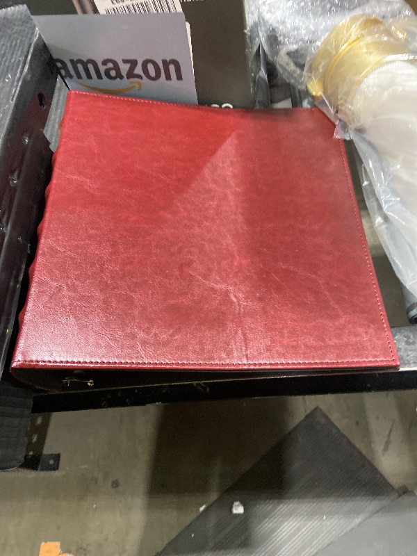 Photo 1 of LETVPVOW Vintage Hardback 3 Ring Binder 2 Inch, Professional Leather Binder 3 Ring, Three Ring Binders Fits 8.5" x 11", D Ring Binders for Photo Album, Home, School and Office Supplies- Dark Red