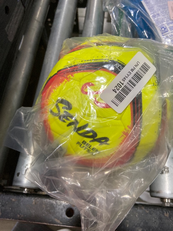 Photo 1 of SENDA Belem Training Futsal Ball, Fair Trade Certified, Yellow/Red/Orange/Black, Size 3 (Ages 8-12)