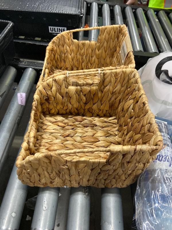 Photo 1 of StorageWorks Pantry Baskets for Organizing, Wicker Basket with Built-in Handles, Handwoven Wicker Storage Baskets, Water Hyacinth for Shelves, 2 Pack