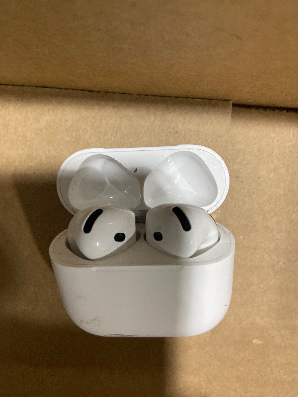 Photo 1 of Apple AirPods 4 Wireless Earbuds, Bluetooth Headphones, Personalized Spatial Audio, Sweat and Water Resistant, USB-C Charging Case, H2 Chip, Up to 30 Hours of Battery Life, Effortless Setup for iPhone