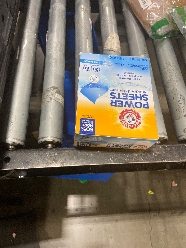 Photo 1 of ARM & HAMMER Power Sheets Laundry Detergent, Fresh Breeze Scent, Dissolves in All Wash Temps, Lightweight and Travel-Ready, 60ct, Up to 120 Small Loads