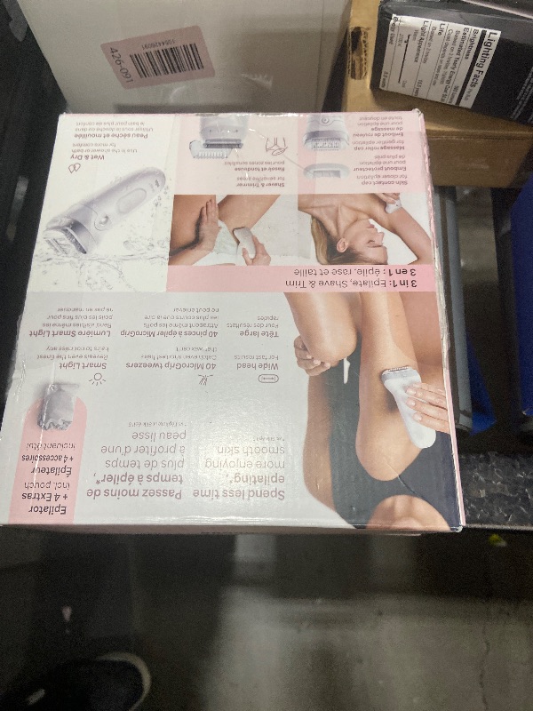 Photo 1 of Braun Epilator Silk-épil 7, Hair Removal Device, Women Shaver & Trimmer, Wet and Dry, Wide Head, Includes Shaver Head and Trimmer Comb, SE7-041, Silver