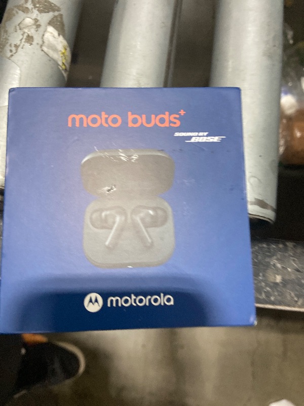 Photo 1 of Motorola Moto Buds+ Headphones with Sound by Bose, Dual Dynamic Drivers and Optimal Resolution Sound, Dolby Head Tracking and Dolby Atmos, Dynamic Active Noise Cancellation - Black