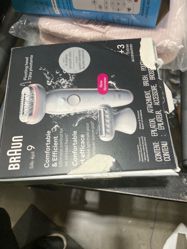 Photo 1 of Braun Epilator Silk-épil 9, Hair Removal Device, Women Shaver & Trimmer, Pivoting Head, Wet and Dry Epilator, Includes Shaver Head and Trimmer Comb, SES9-030