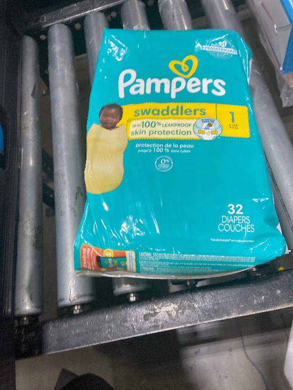 Photo 1 of Pampers Baby Diapers - Swaddlers - Size 1, 32 Count, Ultra Absorbent Disposable Infant Diaper