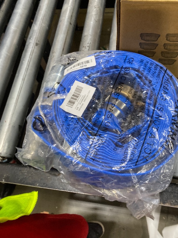 Photo 1 of DAVCO 2" ID x 25 ft Pool Backwash Hose, Heavy Duty Reinforced Blue PVC Lay Flat Water Discharge Pump Hoses For Swimming Drain Pools and Clean Filters, with Brass NPT Pin Lug and KC Nipple Fittings