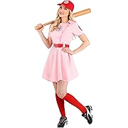 Photo 1 of Women's A League of Their Own Costume, Dottie Baseball Outfit with Embroidered Patches and Canvas Hat
