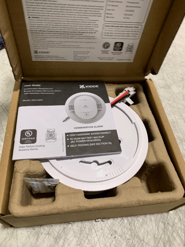 Photo 1 of Kidde Hardwired Smoke & Carbon Monoxide Detector, 10-Year Battery Backup, Interconnectable LED Warning Light Indicators, 30CUA10