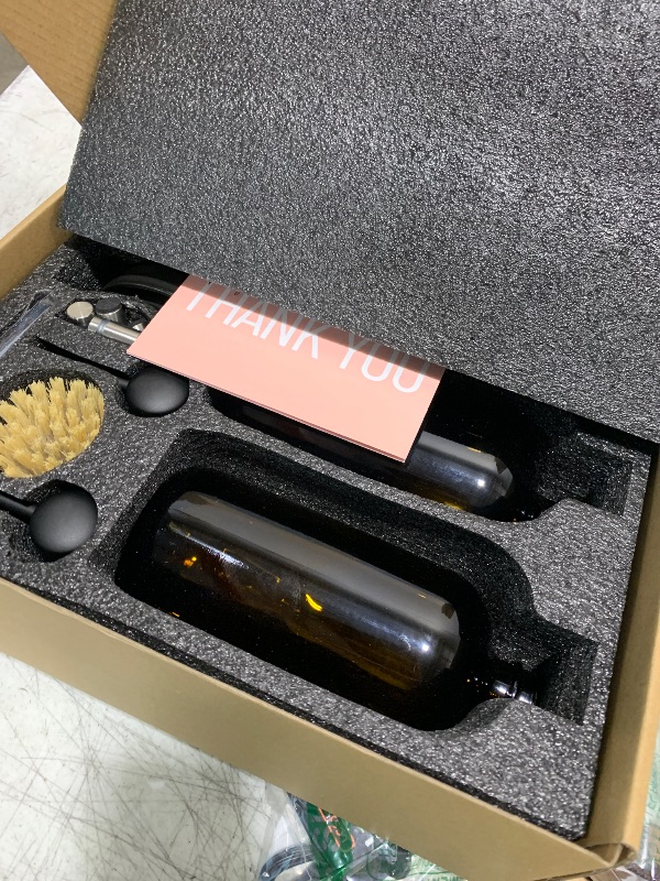 Photo 1 of [Luxury] Kitchen Soap Dispenser Set - 16OZ Amber Glass Bottle, Stainless Steel Pump, Instant Dry Tray, Waterproof Labels, Non-Slip Silicone Pad, and Dish Brush | Upgrade for Your Kitchen and Bathroom