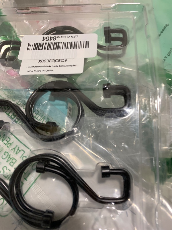 Photo 1 of Goowin Shower Curtain Hooks, 12 Pcs S Shape Shower Curtain Rings, Rustproof Black Shower Curtain Rings, Multi-Functional Shower Hooks for Shower Curtain, Kitchen Utensils, Clothing, Towels, Black